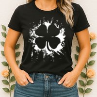 Cloverleaf Trace Splatter St. Patrick's Day Womens T-Shirt