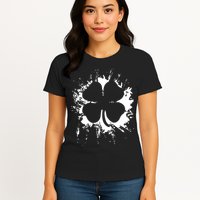 Cloverleaf Trace Splatter St. Patrick's Day Womens T-Shirt