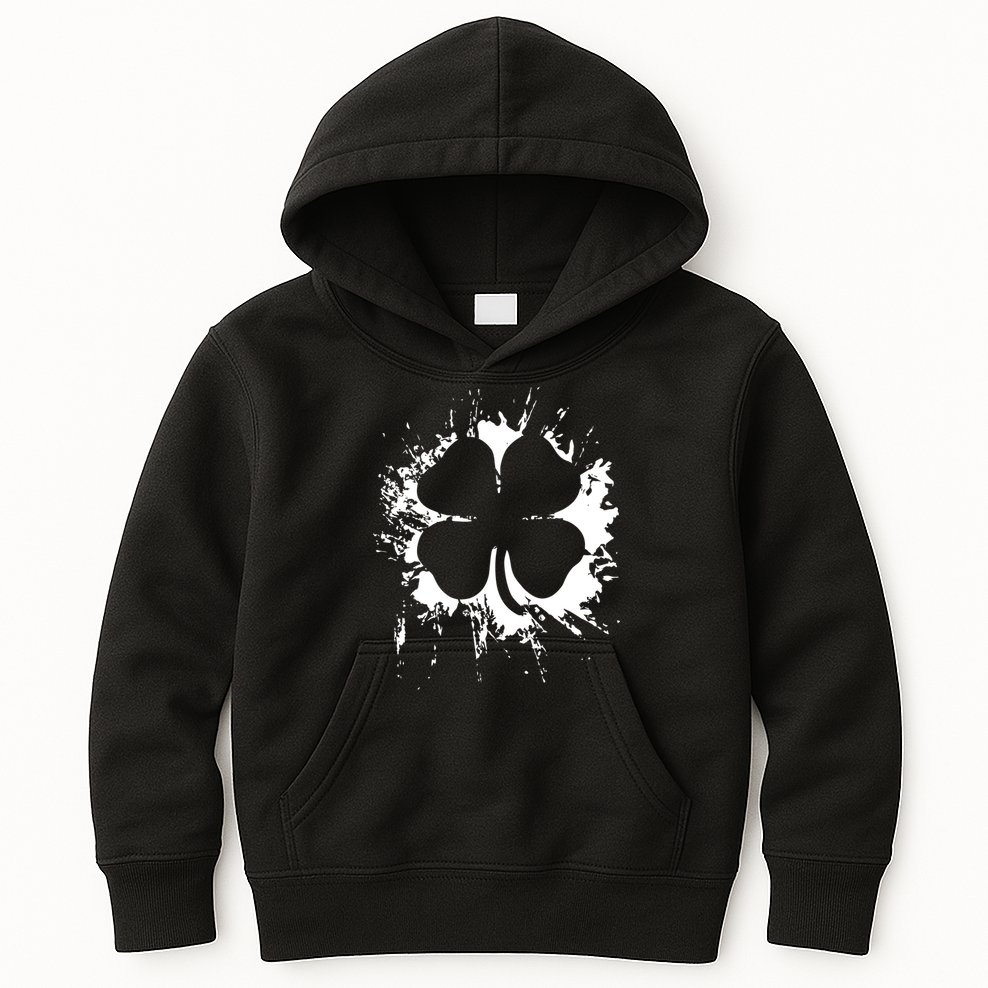Cloverleaf Trace Splatter St. Patrick's Day Kids Hoodie