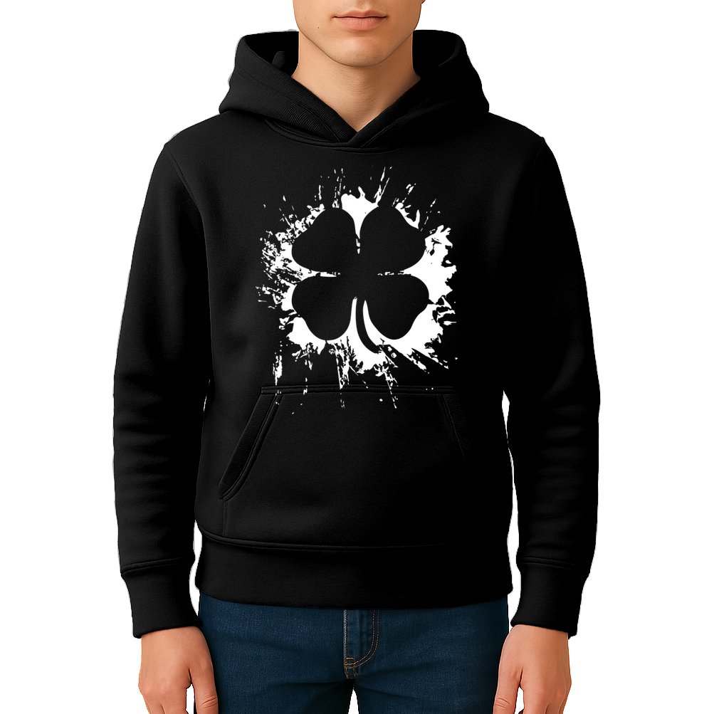 Cloverleaf Trace Splatter St. Patrick's Day Kids Hoodie