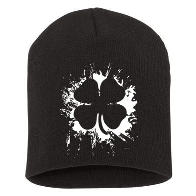 Cloverleaf Trace Splatter St. Patrick's Day Short Acrylic Beanie