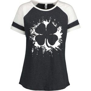 Cloverleaf Trace Splatter St. Patrick's Day Enza Ladies Jersey Colorblock Tee