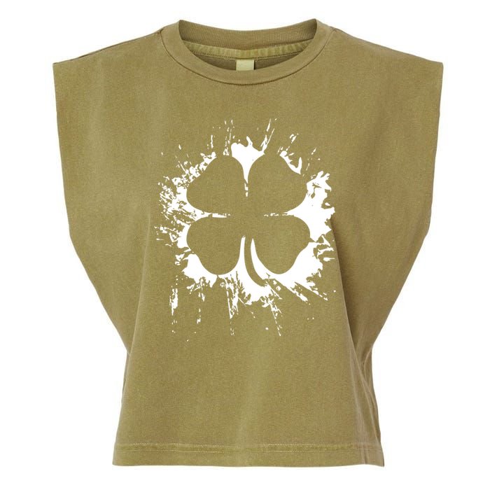 Cloverleaf Trace Splatter St. Patrick's Day Garment-Dyed Women's Muscle Tee