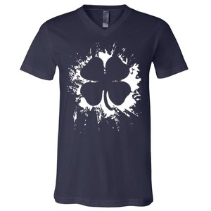 Cloverleaf Trace Splatter St. Patrick's Day V-Neck T-Shirt