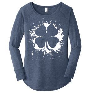 Cloverleaf Trace Splatter St. Patrick's Day Women's Perfect Tri Tunic Long Sleeve Shirt