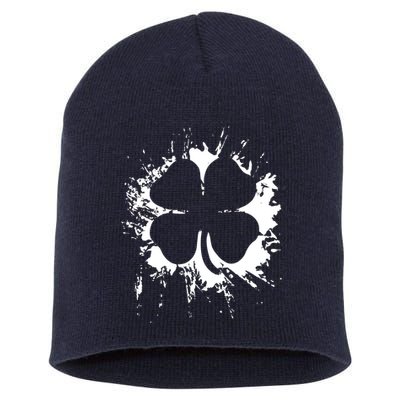 Cloverleaf Trace Splatter St. Patrick's Day Short Acrylic Beanie