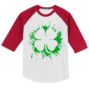 Cloverleaf Trace Splatter St. Patrick's Day Kids Colorblock Raglan Jersey