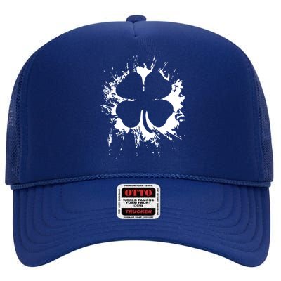 Cloverleaf Trace Splatter St. Patrick's Day High Crown Mesh Back Trucker Hat