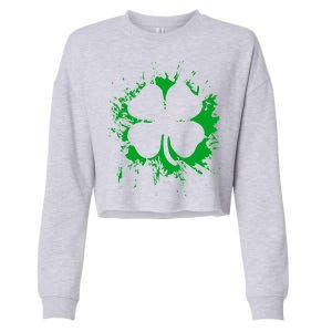 Cloverleaf Trace Splatter St. Patrick's Day Cropped Pullover Crew