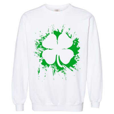Cloverleaf Trace Splatter St. Patrick's Day Garment-Dyed Sweatshirt
