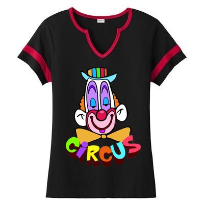 Clown Circus Face Funny Retro Ladies Halftime Notch Neck Tee