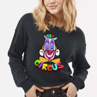 Clown Circus Face Funny Retro Cropped Pullover Crew