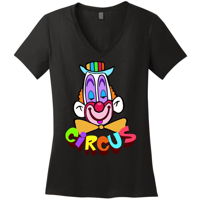 Clown Circus Face Funny Retro Women's V-Neck T-Shirt