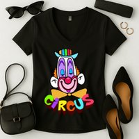 Clown Circus Face Funny Retro Women's V-Neck T-Shirt