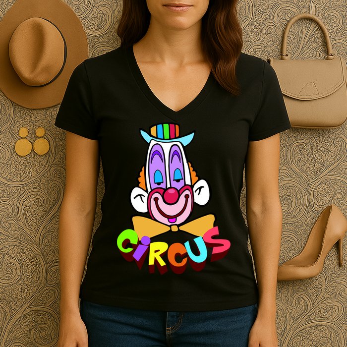 Clown Circus Face Funny Retro Women's V-Neck T-Shirt