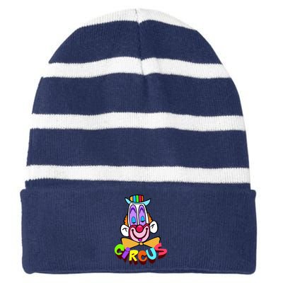 Clown Circus Face Funny Retro Striped Beanie with Solid Band