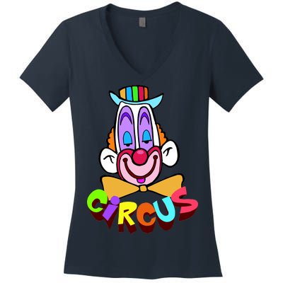 Clown Circus Face Funny Retro Women's V-Neck T-Shirt