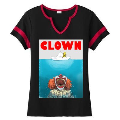 Clown Come Down Here Movie Parody Ladies Halftime Notch Neck Tee