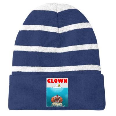 Clown Come Down Here Movie Parody Striped Beanie with Solid Band