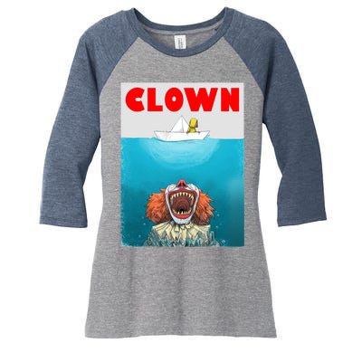 Clown Come Down Here Movie Parody Women's Tri-Blend 3/4-Sleeve Raglan Shirt