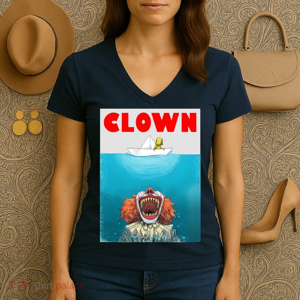 Clown Come Down Here Movie Parody Women's V-Neck T-Shirt