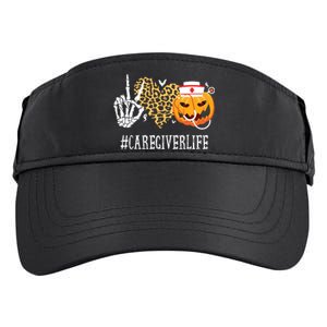 Caregiver Life Peace Love Skeleton Fall Pumpkin Leopard Halloween Adult Drive Performance Visor