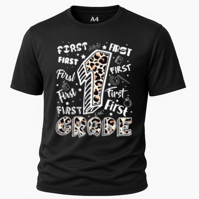 Cute Leopard Print First Grade Typography Word Art Performance Shirt