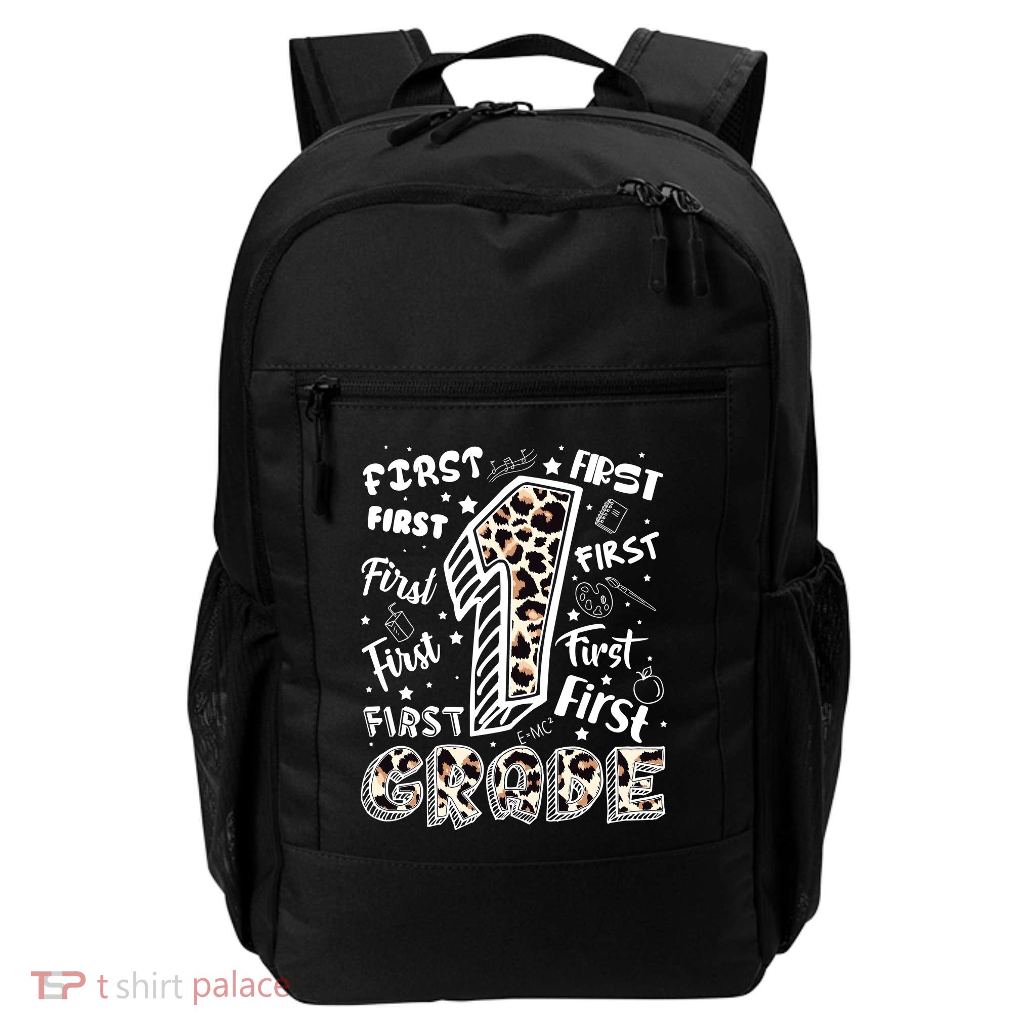 Cute Leopard Print First Grade Typography Word Art Daily Commute Backpack
