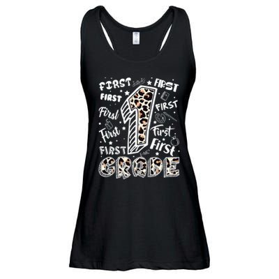 Cute Leopard Print First Grade Typography Word Art Ladies Essential Flowy Tank