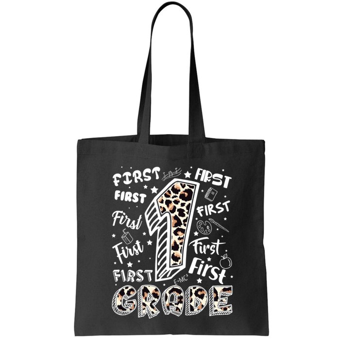 Cute Leopard Print First Grade Typography Word Art Bag