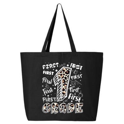 Cute Leopard Print First Grade Typography Word Art 25L Jumbo Tote