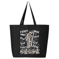Cute Leopard Print First Grade Typography Word Art 25L Jumbo Tote