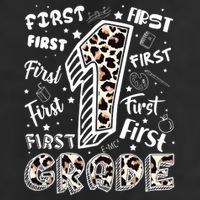 Cute Leopard Print First Grade Typography Word Art 25L Jumbo Tote