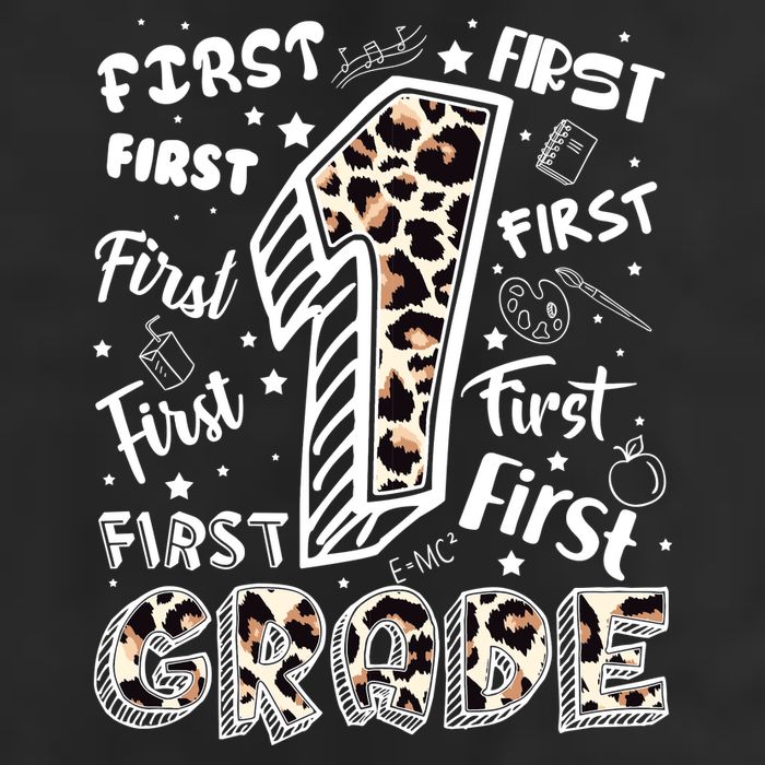 Cute Leopard Print First Grade Typography Word Art 25L Jumbo Tote