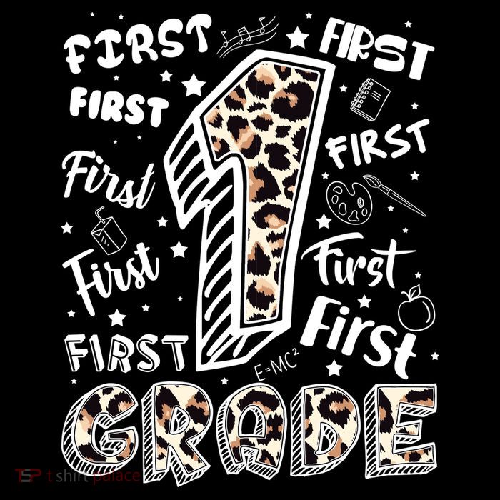 Cute Leopard Print First Grade Typography Word Art PosiCharge Competitor Tank