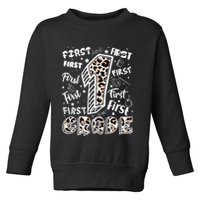 Cute Leopard Print First Grade Typography Word Art Toddler Sweatshirt