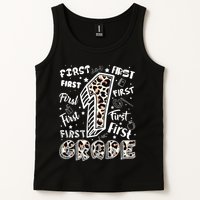 Cute Leopard Print First Grade Typography Word Art Tank Top