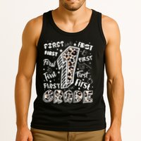 Cute Leopard Print First Grade Typography Word Art Tank Top