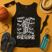 Cute Leopard Print First Grade Typography Word Art Tank Top