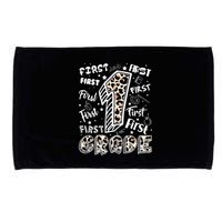 Cute Leopard Print First Grade Typography Word Art Microfiber Hand Towel