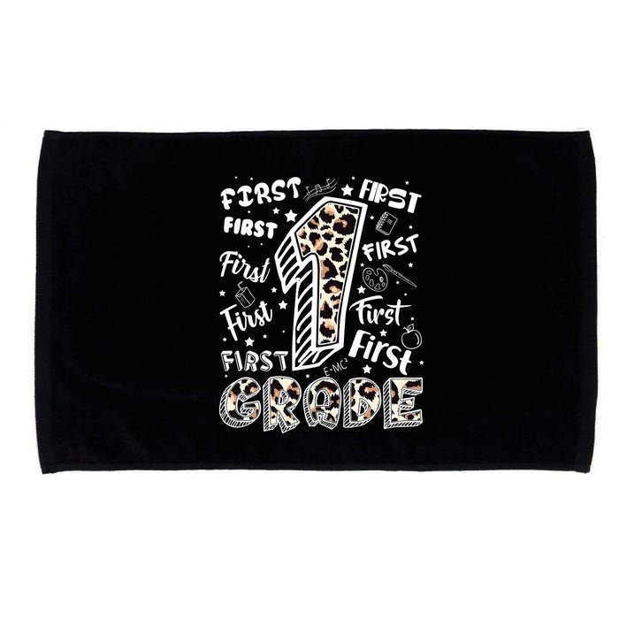 Cute Leopard Print First Grade Typography Word Art Microfiber Hand Towel