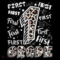 Cute Leopard Print First Grade Typography Word Art Zip Tote Bag