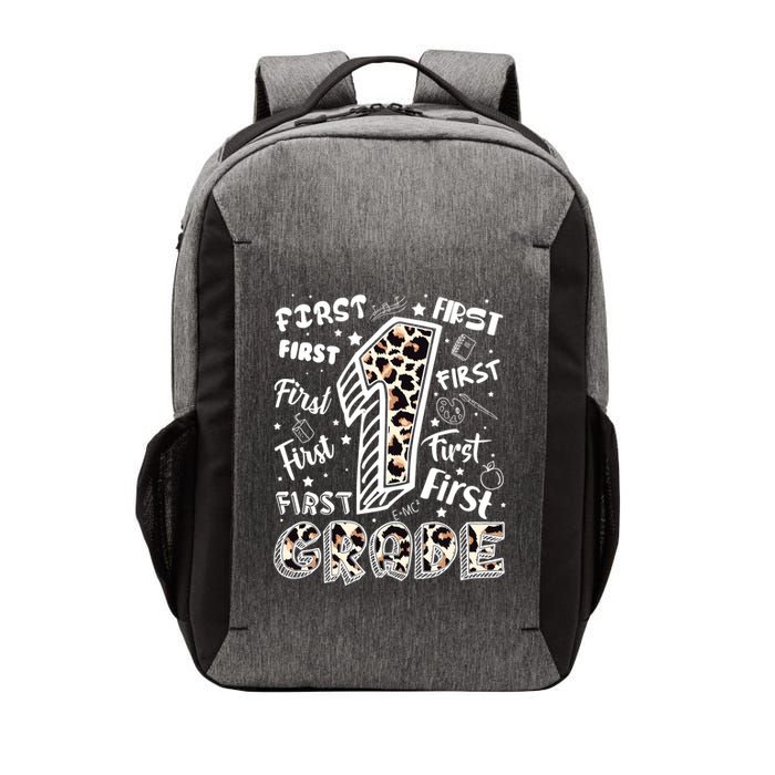 Cute Leopard Print First Grade Typography Word Art Vector Backpack