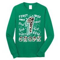 Cute Leopard Print First Grade Typography Word Art Long Sleeve Shirt