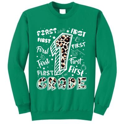Cute Leopard Print First Grade Typography Word Art Sweatshirt