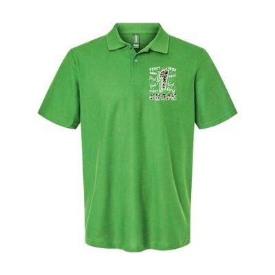 Cute Leopard Print First Grade Typography Word Art Polo