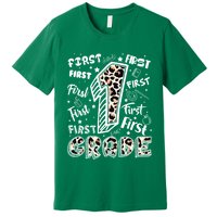 Cute Leopard Print First Grade Typography Word Art Premium T-Shirt