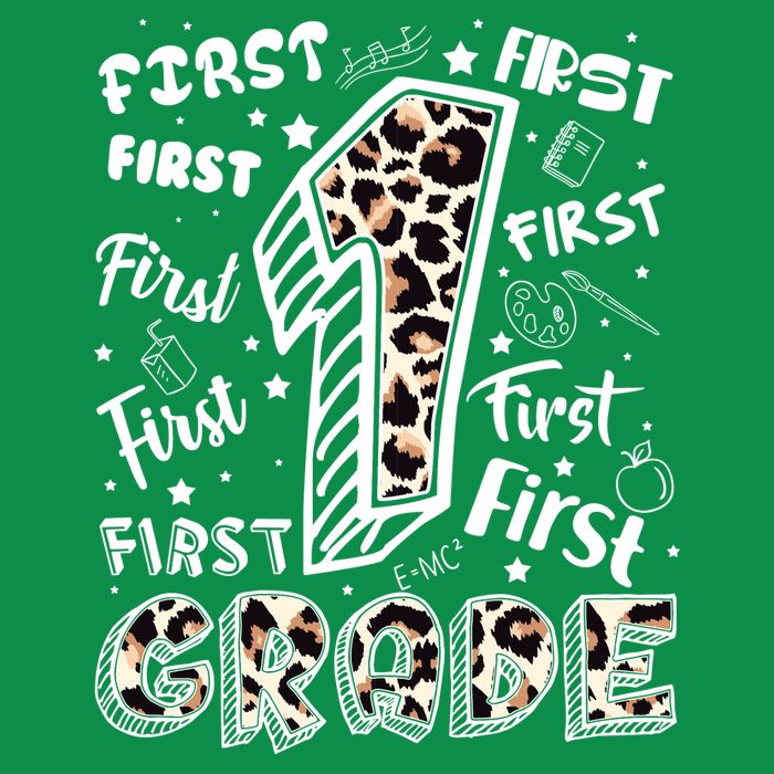 Cute Leopard Print First Grade Typography Word Art Premium T-Shirt