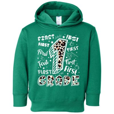 Cute Leopard Print First Grade Typography Word Art Toddler Hoodie