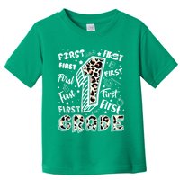 Cute Leopard Print First Grade Typography Word Art Toddler T-Shirt